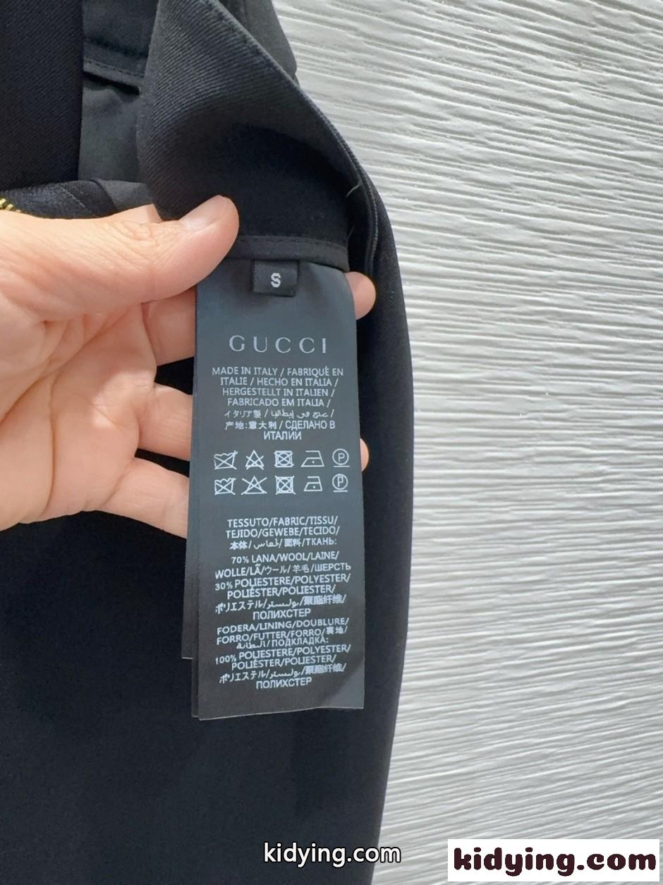 洗練された ダブルGボタン付き トラウザーズ グッチ スラックス コピー ブラック-3