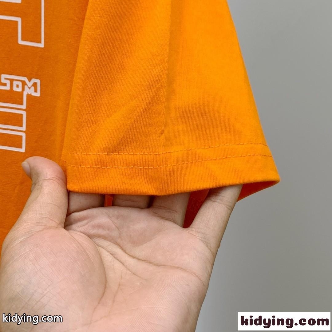 オフホワイト Tシャツ コピー カジュアル ロゴ入り コットン 半袖Tシャツ オレンジ-3