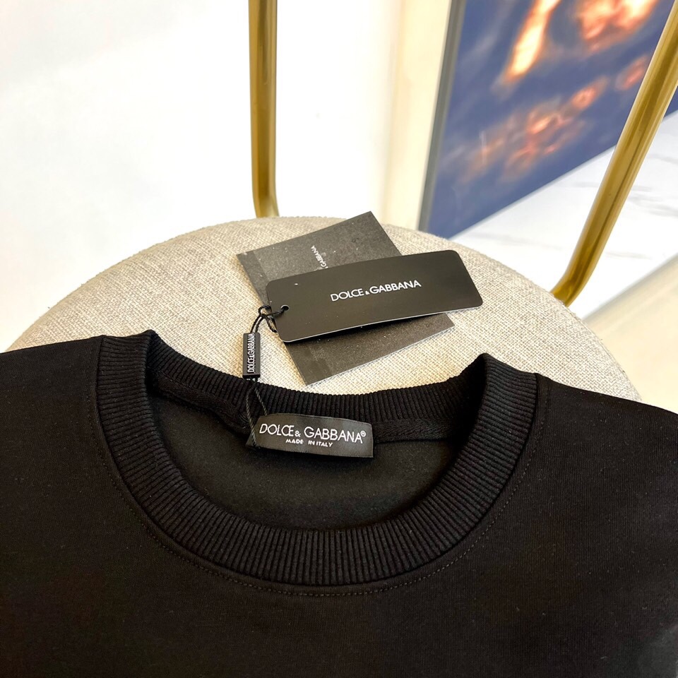 定番 ロゴ クルーネック スウェットシャツ ドルチェ&ガッバーナ Tシャツ コピー ブラック-1