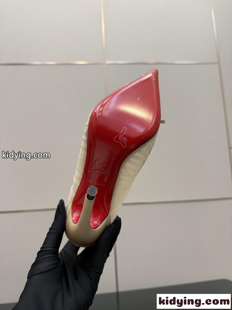 チュール＆サテン リボン クリスチャン・ルブタン パンプス 偽物 アイボリー-4