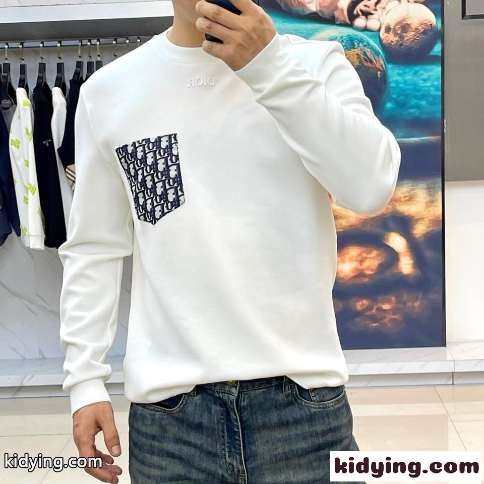 シンプル 上品 クルーネック 長袖Tシャツ クリスチャン・ディオール Tシャツ コピー ホワイト-2