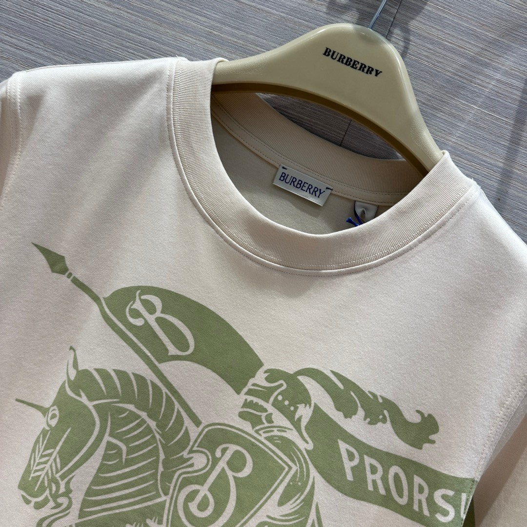 カジュアル クルーネック コットンTシャツ バーバリー 半袖Tシャツ コピー-1