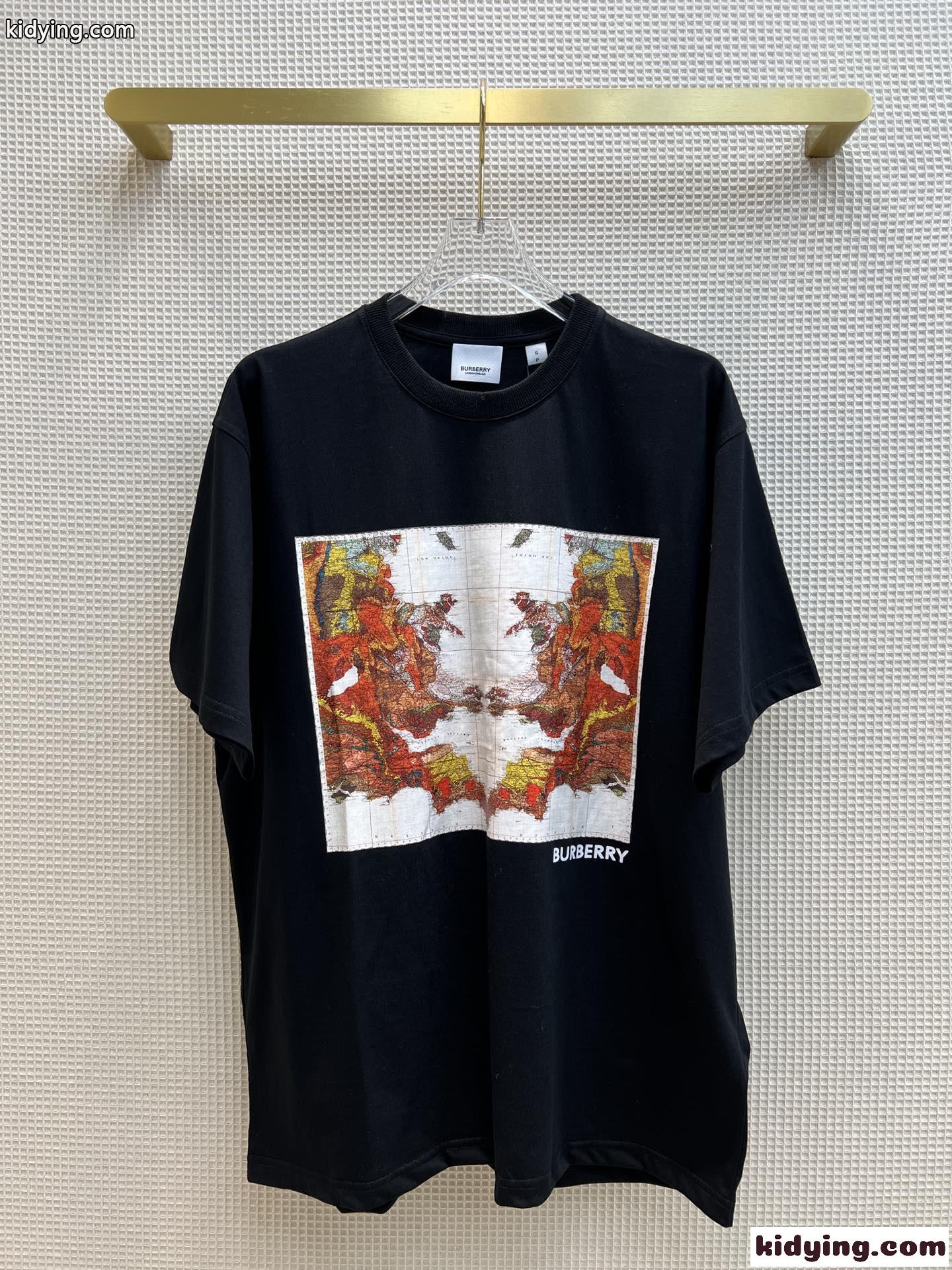 ユニセックス バーバリー Tシャツ コピー ゆったり クルーネック コットン 半袖 トップス-4