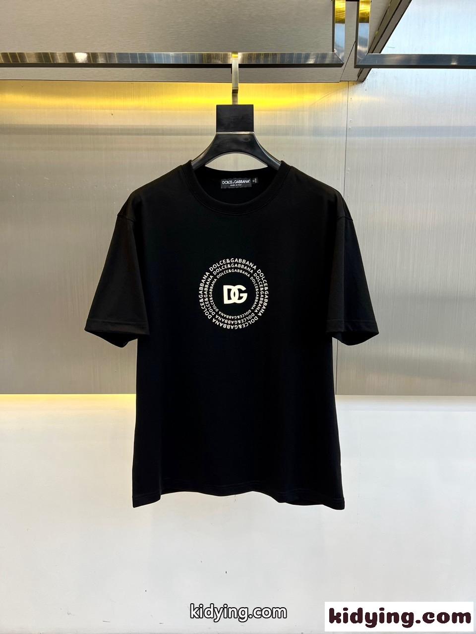 シンプル ロゴ クルーネック 半袖Tシャツ ドルチェ&ガッバーナ Tシャツ 偽物 ブラック-0