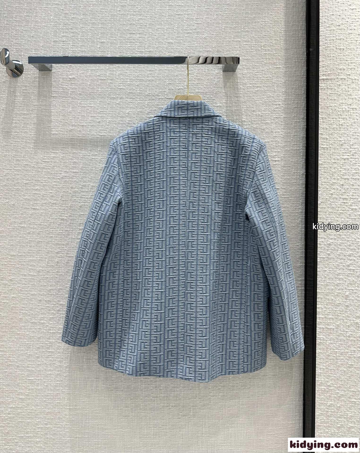 モノグラム ジャガード ブレザー バルマン ジャケット コピー ダブルブレスト-4