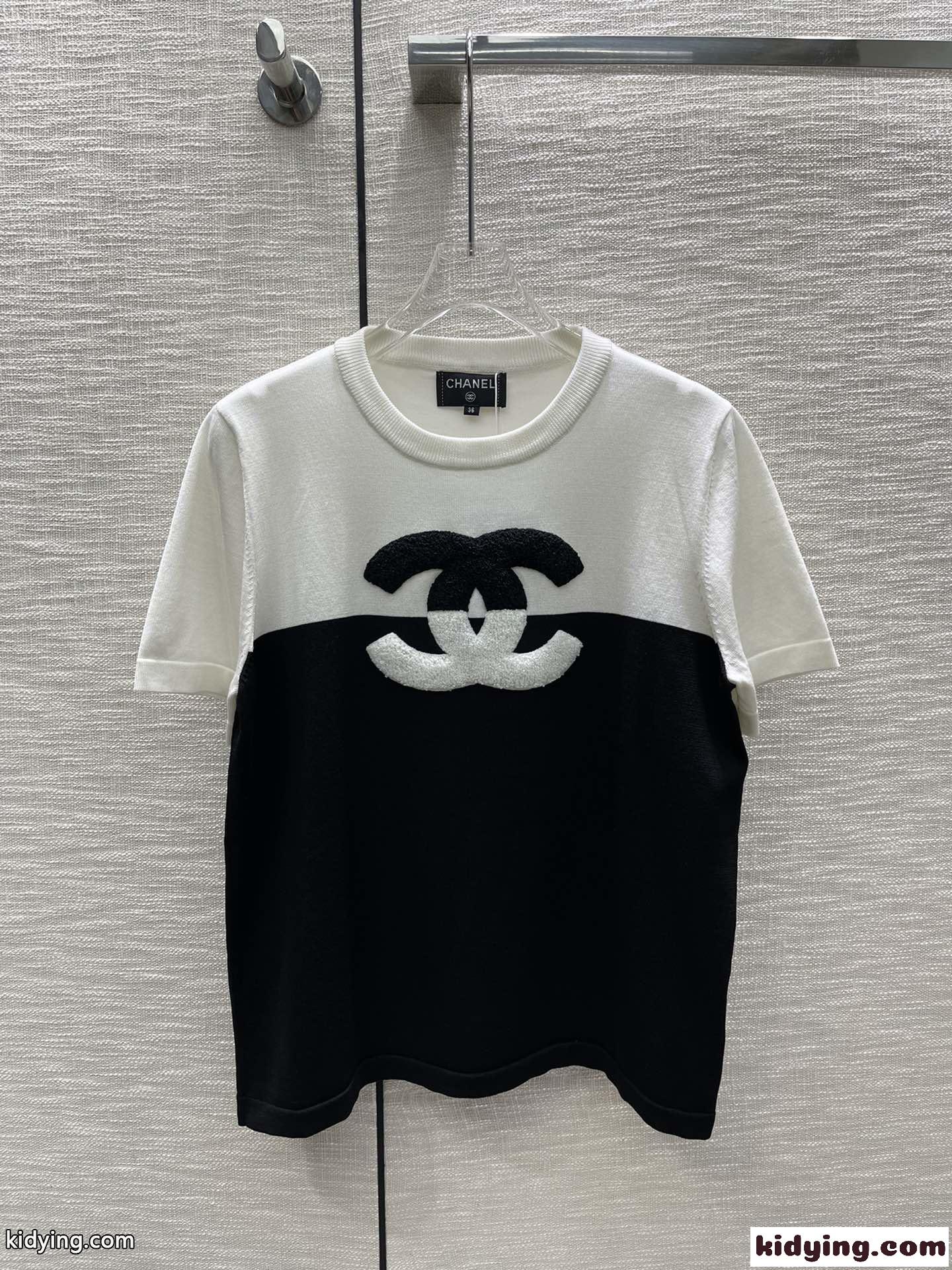 優しい肌触り 快適 シャネル tシャツ コピー 半袖 カットソー おしゃれ フェミニン バイカラー トップス-0