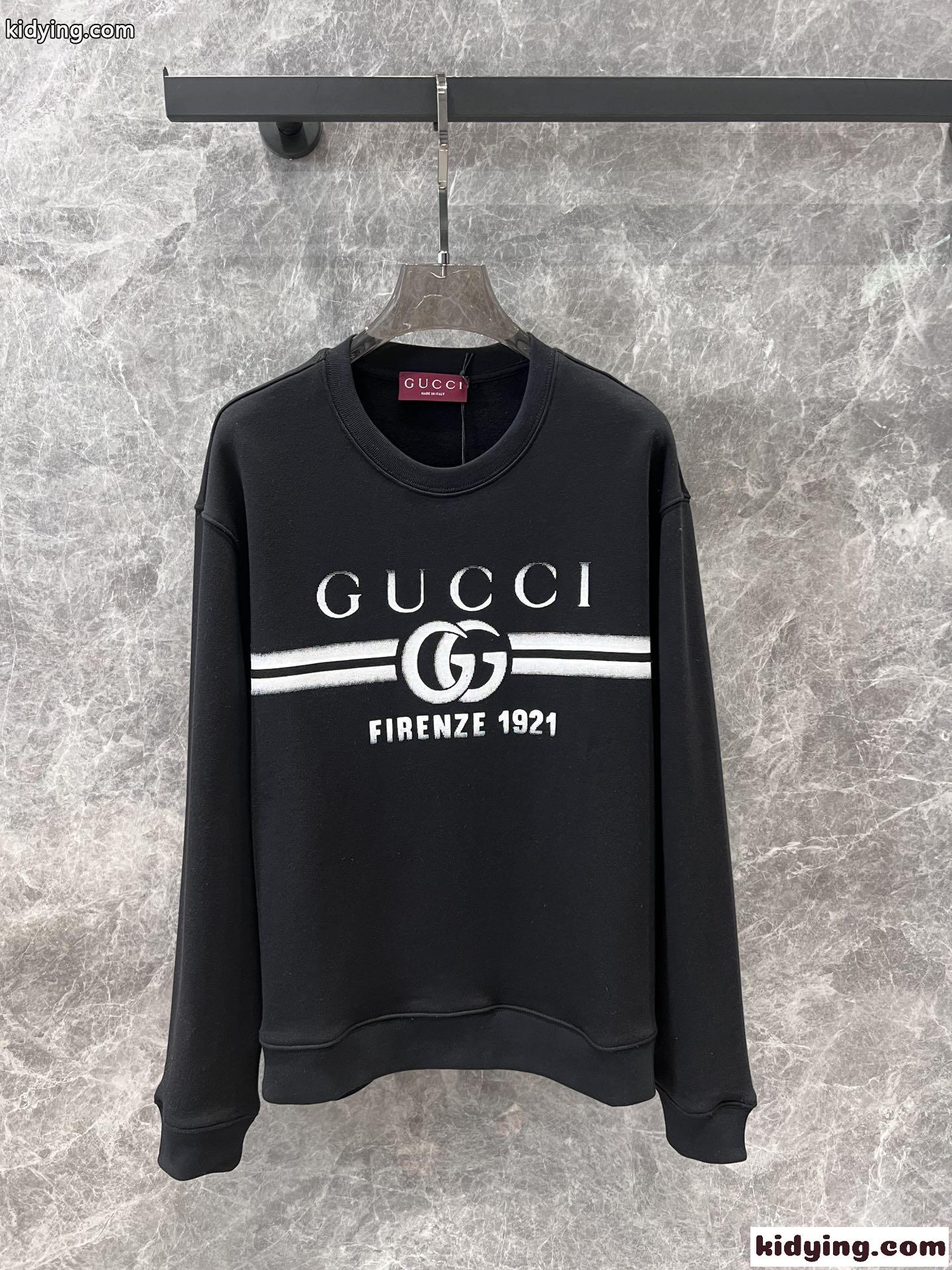 定番 ロゴプリント コットン スウェットシャツ グッチ Tシャツ コピー ブラック-0