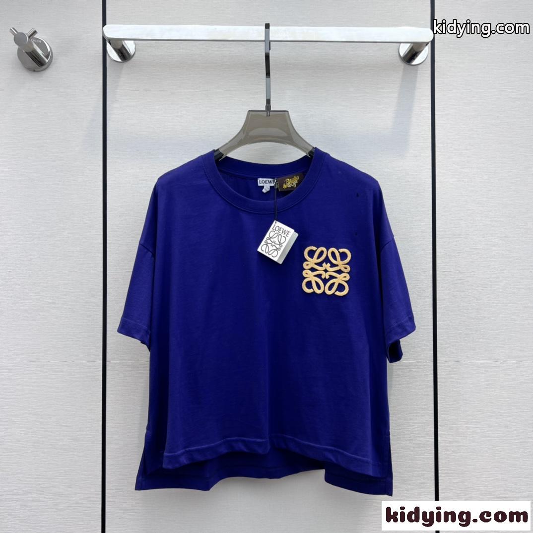 アナグラム コットン Tシャツ ロエベ Tシャツ コピー レディース ブルー-2