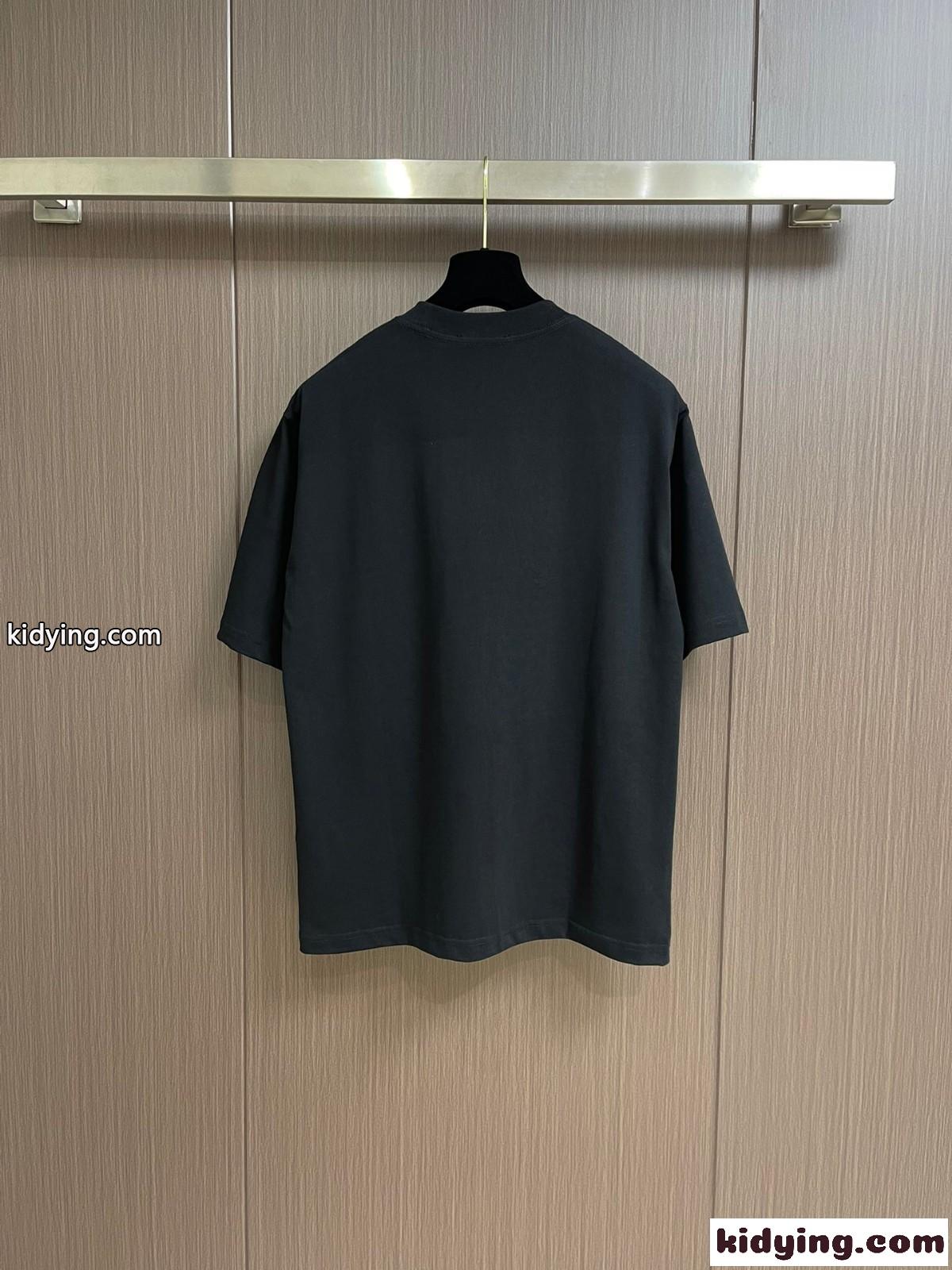 アレキサンダーワング Tシャツ コピー シンプル ロゴ入り クルーネック 半袖Tシャツ ブラック-1