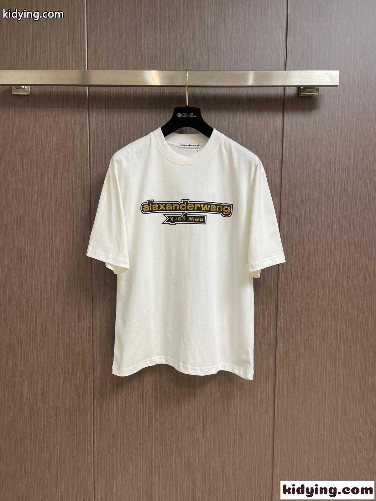 アレキサンダーワング Tシャツ コピー シンプル ロゴ入り クルーネック 半袖Tシャツ ホワイト-0