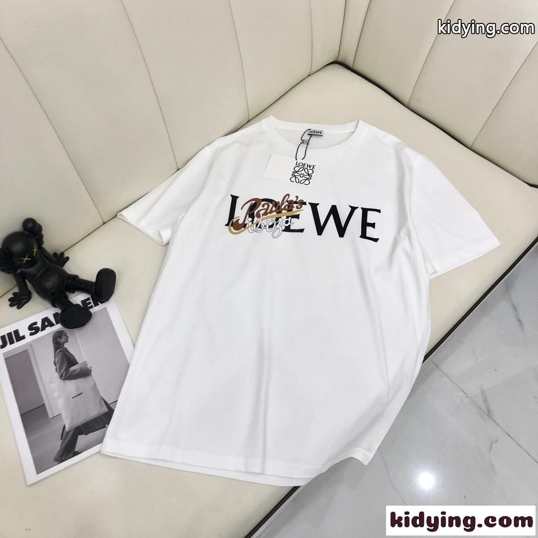 ファッション ロゴプリント クールネック カジュアル 柔らかい 快適 ロエベ Tシャツ メンズ コピー 半袖 人気-1