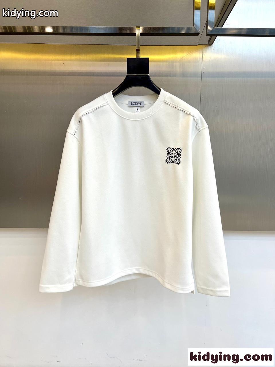 アナグラム刺繍 クルーネック スウェットシャツ ロエベ Tシャツ 偽物 ホワイト-0