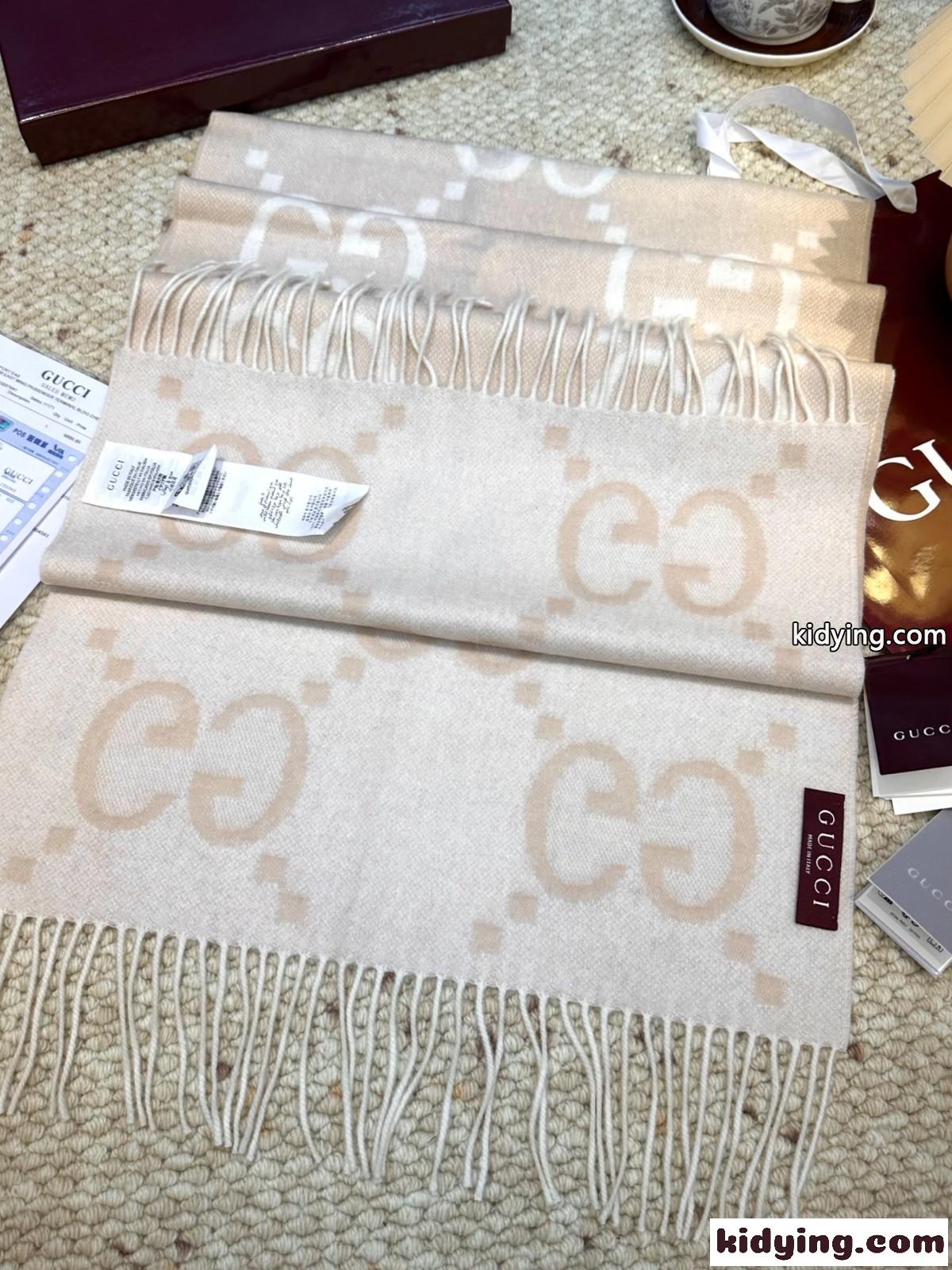 ジャンボGG カシミヤ マフラー グッチ スカーフ 偽物 リバーシブル ユニセックス-3