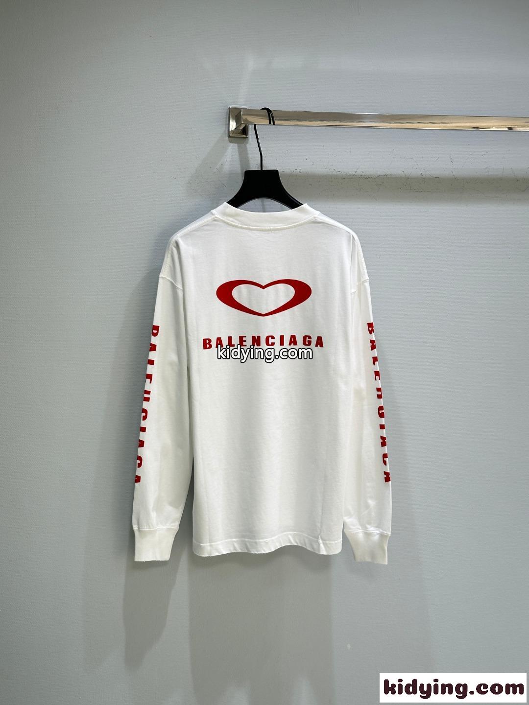 バレンシアガ Tシャツ コピー シンプル ストリート ロゴプリント 長袖Tシャツ-3