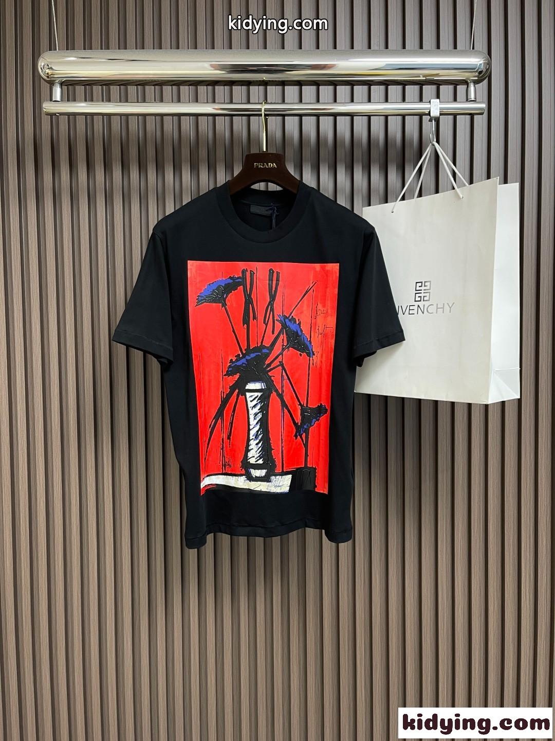 プラダ Tシャツ コピー 目を引く プリントジャージー Tシャツ ユニセックス-1