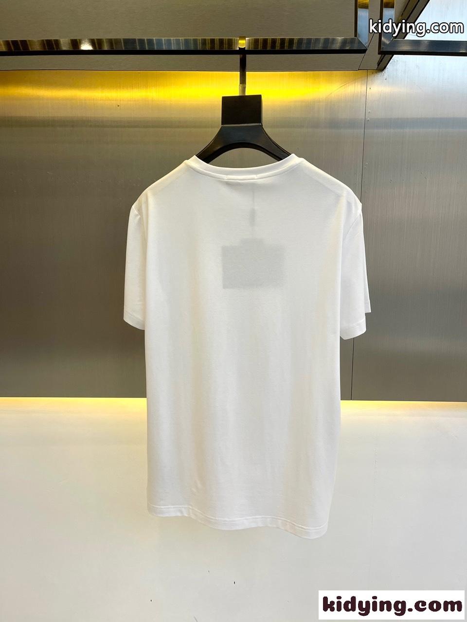 シンプル ロゴ クルーネック 半袖Tシャツ プラダ Tシャツ コピー ホワイト-4