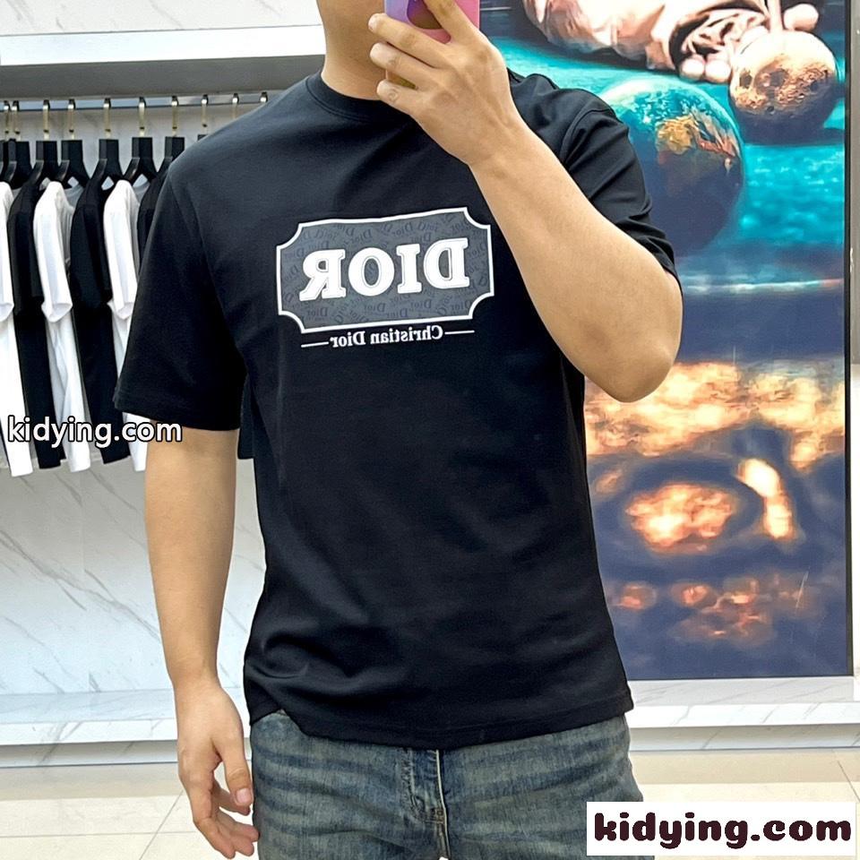 シンプル おしゃれ ロゴTシャツ クリスチャン・ディオール Tシャツ 偽物 コットン ブラック-1