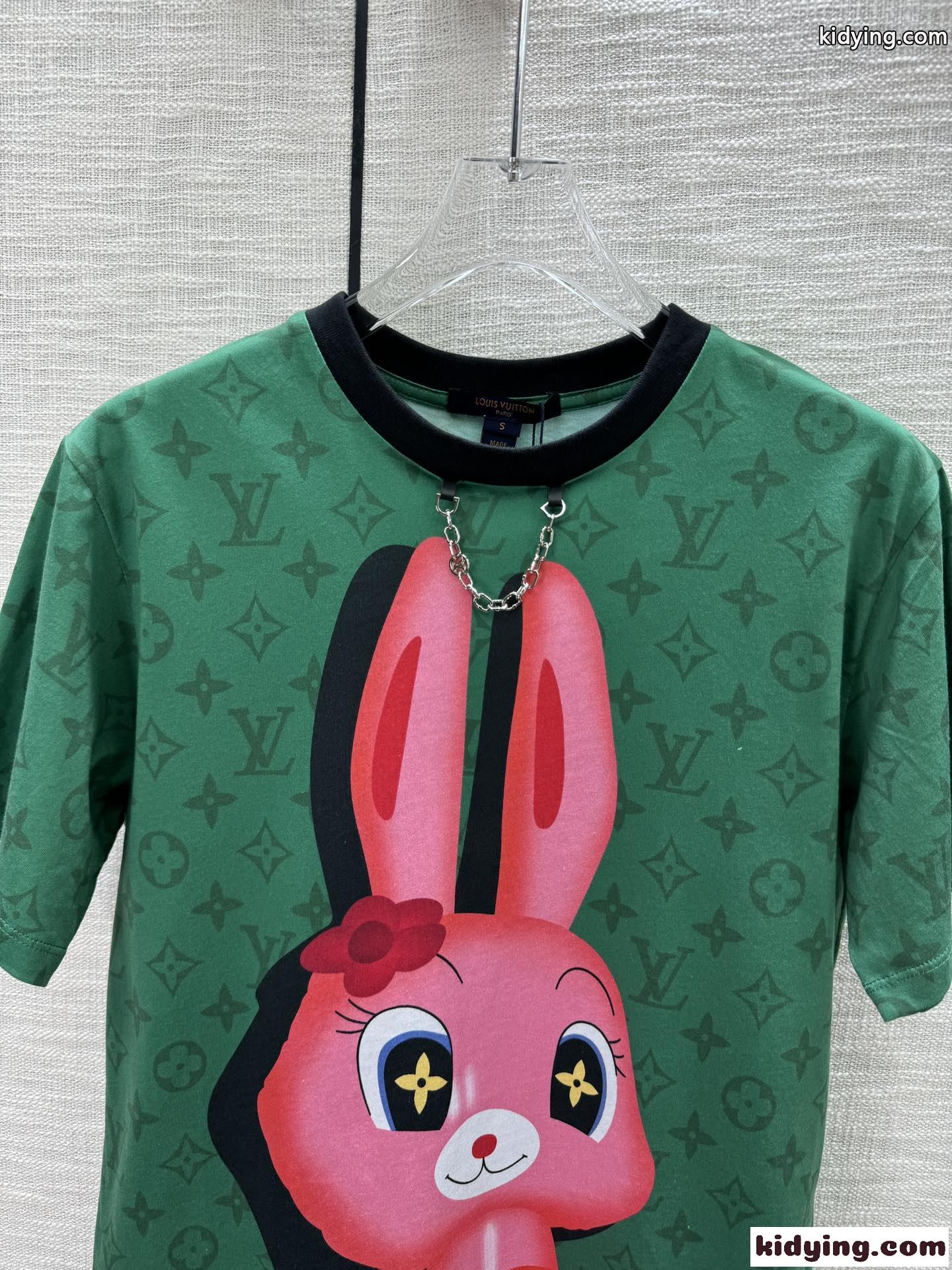 遊び心溢れる コットン Tシャツ ルイ・ヴィトン 半袖Tシャツ コピー クルーネック-0