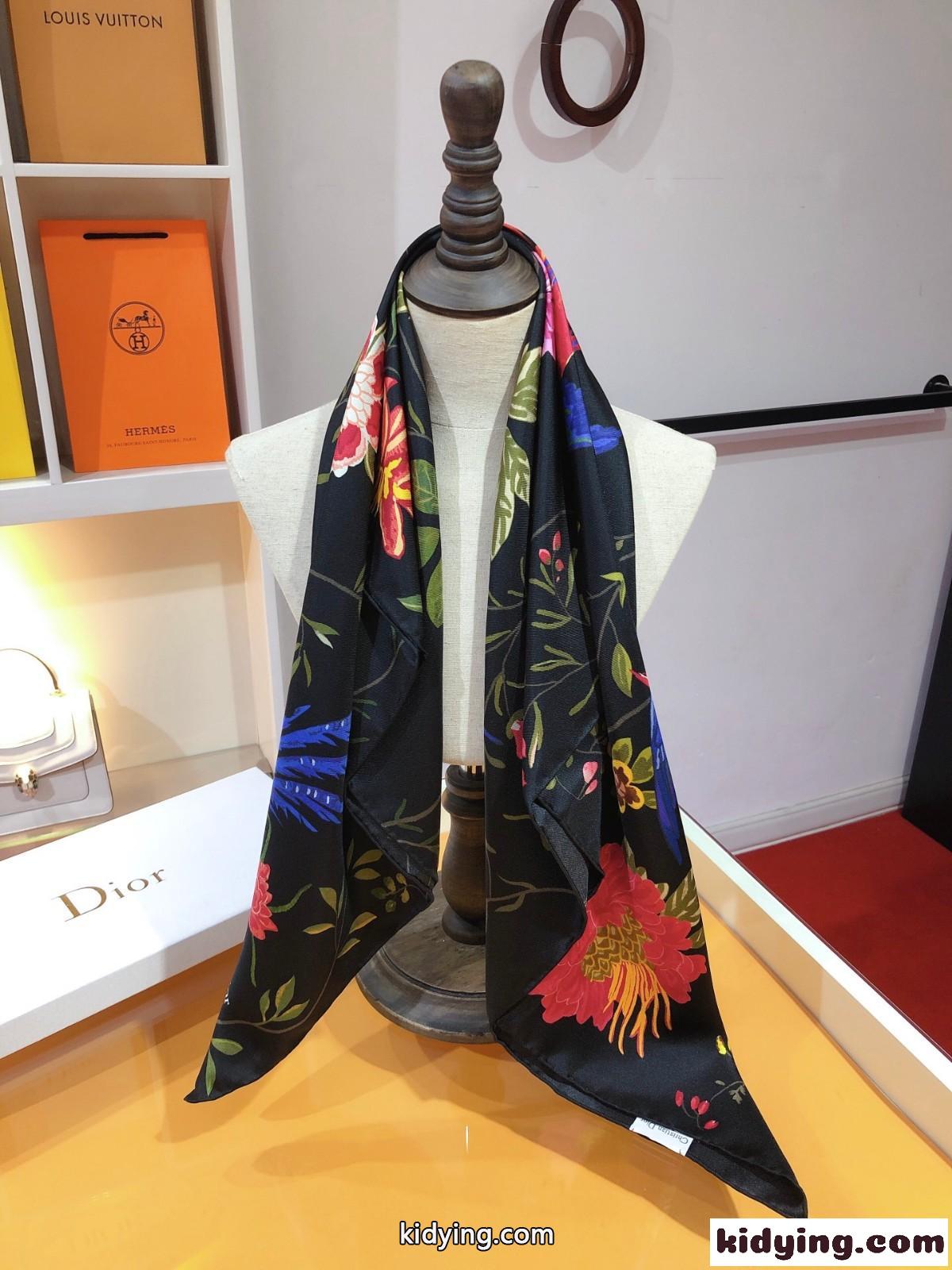 クリスチャン・ディオール スカーフ コピー レディース DIOR BIRDS 90 スクエアスカーフ-4