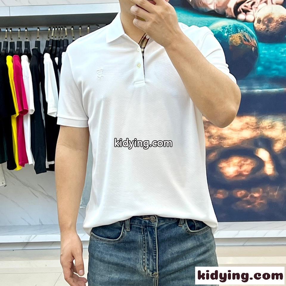 クラシック バーバリー 半袖Tシャツ コピー コットンピケ ポロシャツ ホワイト-1