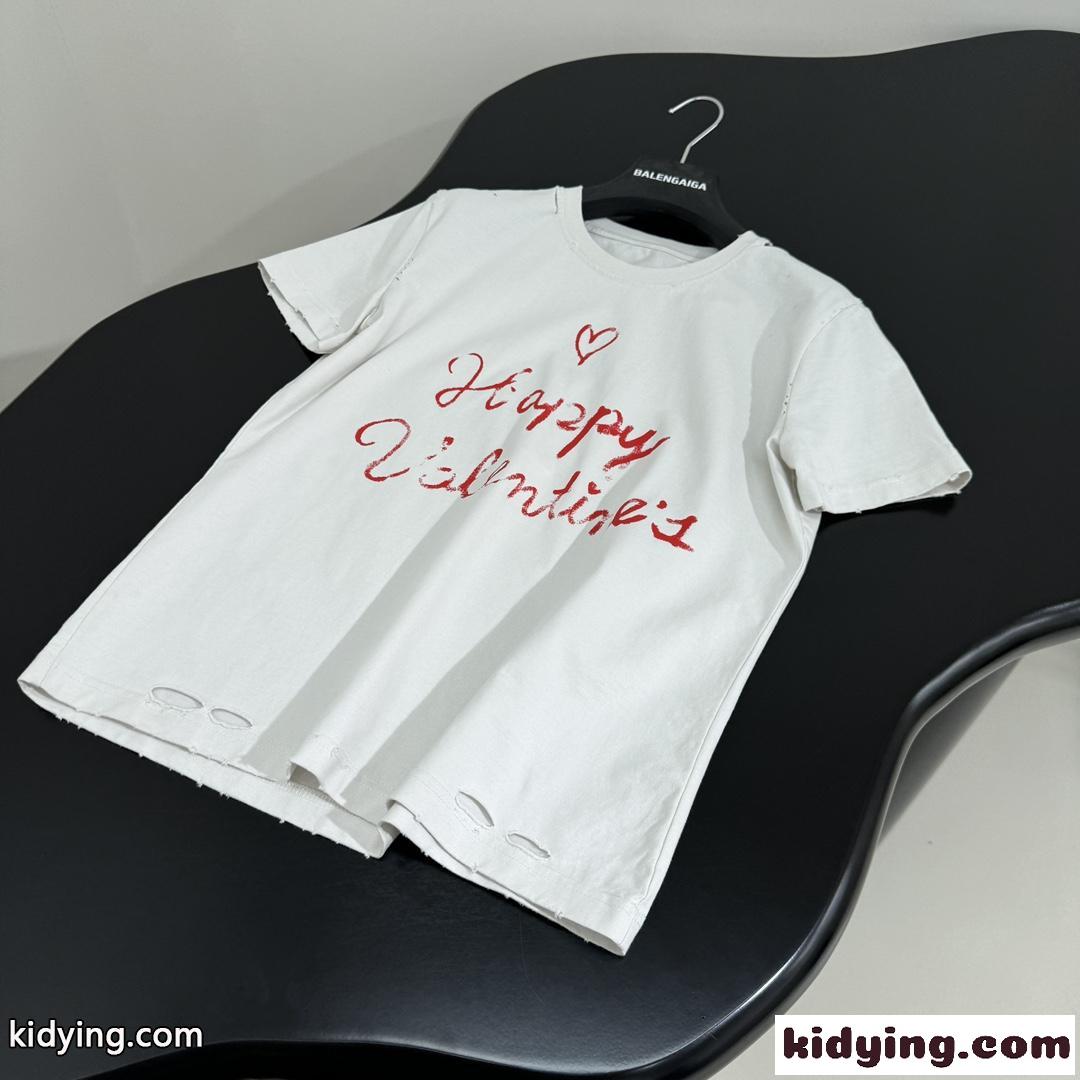 プリント入り コンパクト 半袖Tシャツ バレンシアガ Tシャツ コピー ホワイト-4