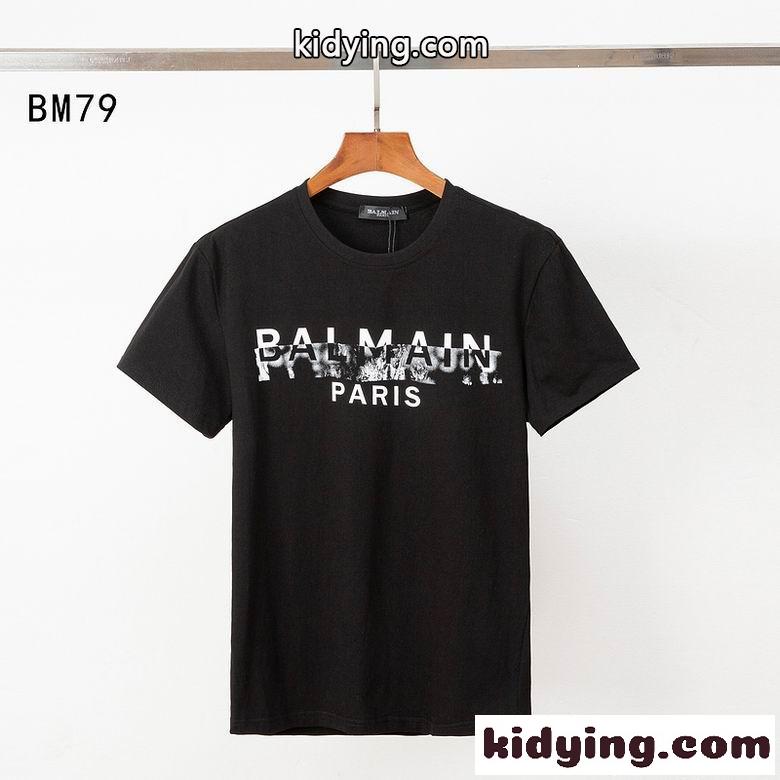 人気 ベーシック クルーネック 定番 合わせやすい バルマン Tシャツ コピー 半袖 ロゴプリント-1