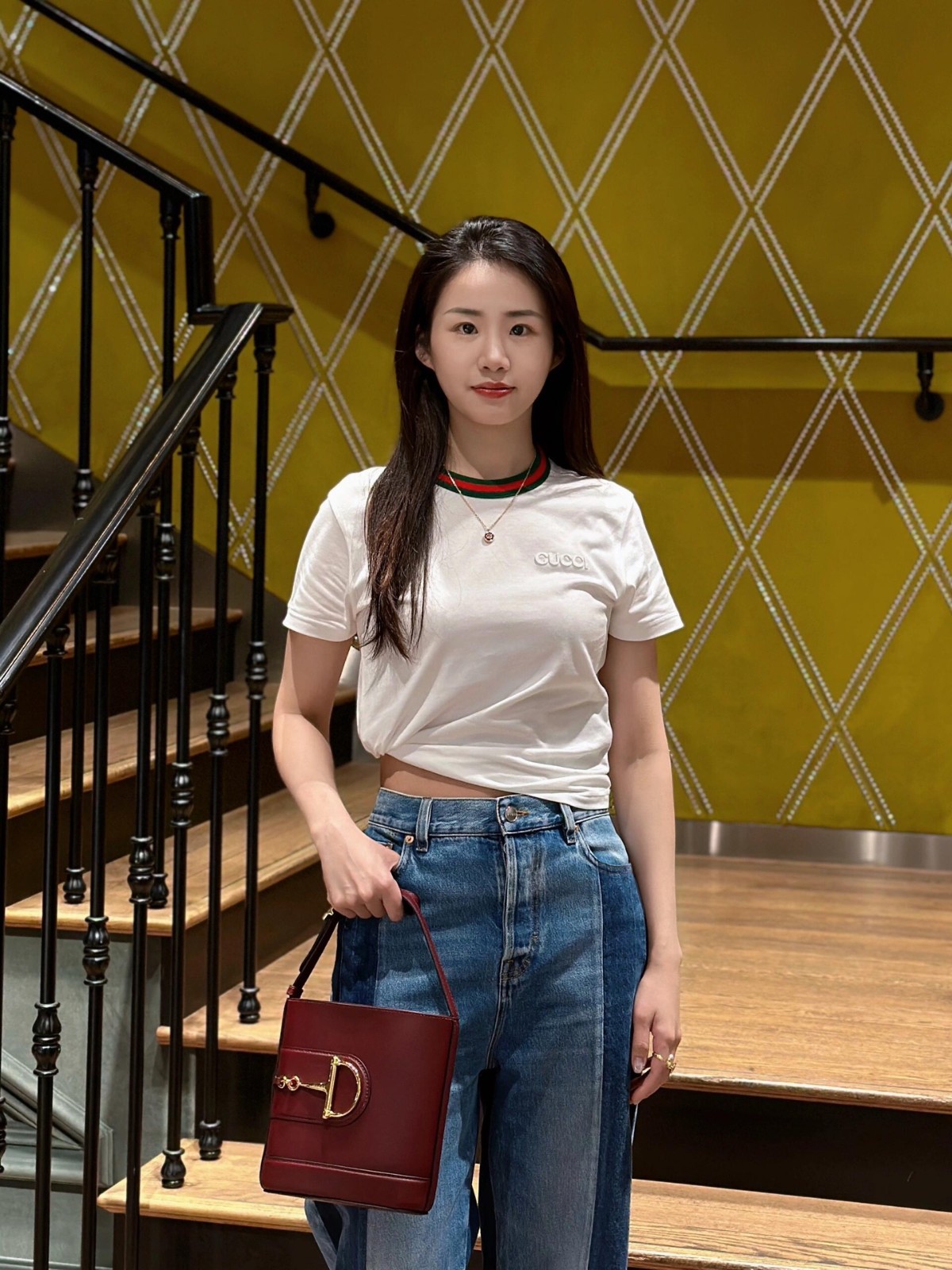 ウェブストライプ コットン 半袖Tシャツ グッチ Tシャツ コピー クルーネック-4