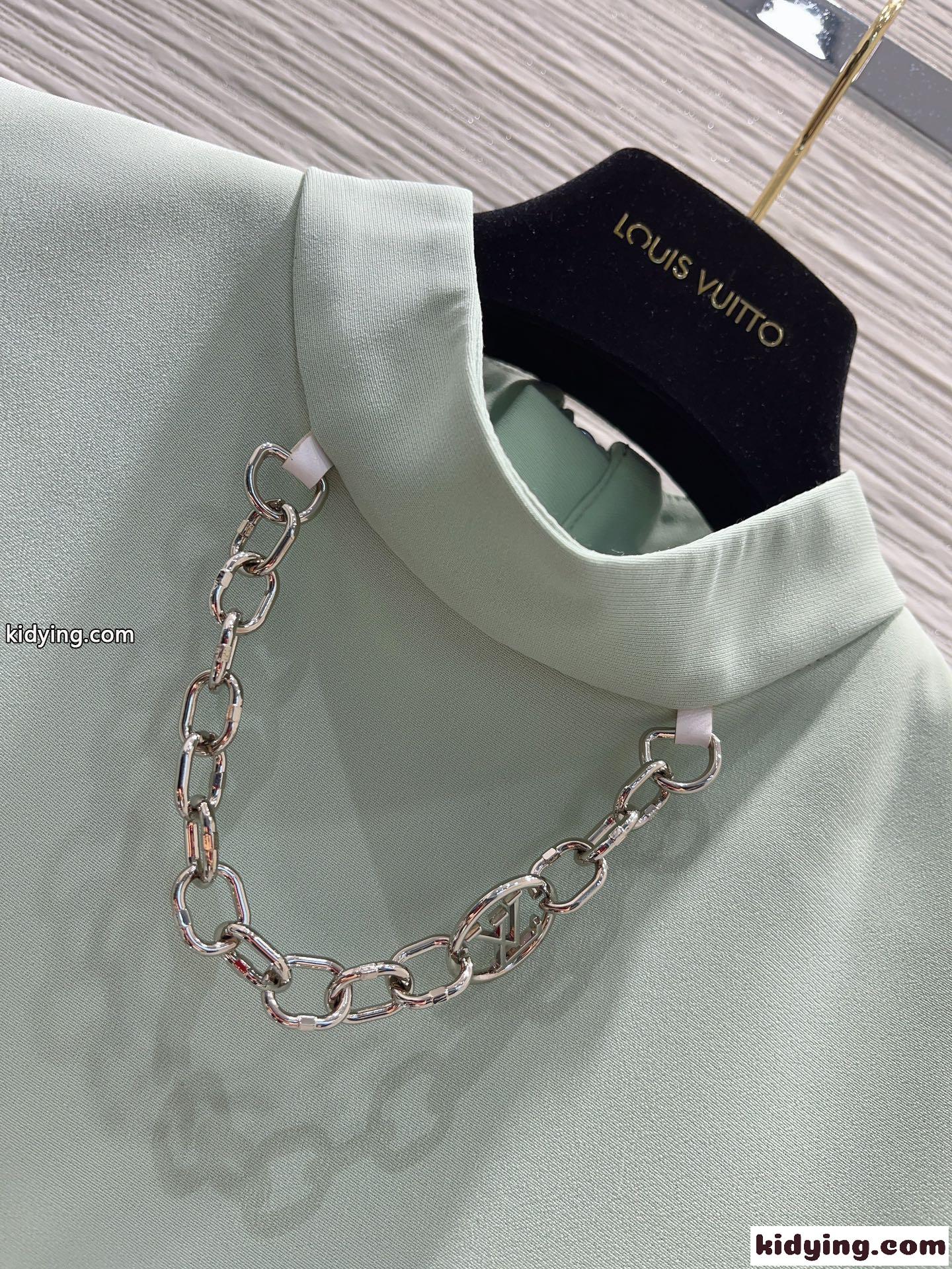 モックネックストレートドレス ルイ・ヴィトン ワンピース 偽物 グリーン-2