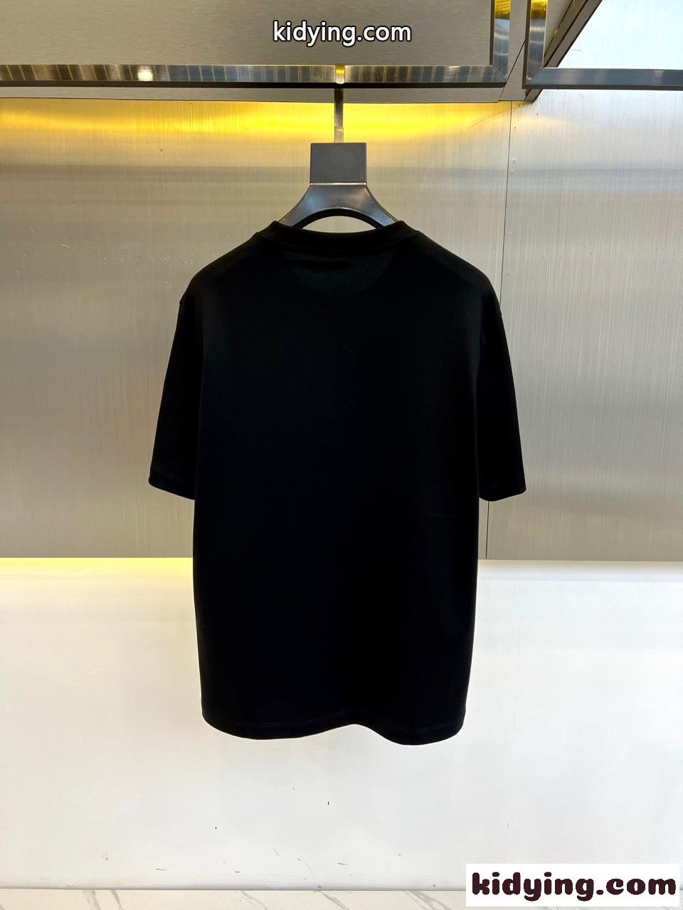 バーバリー 半袖Tシャツ コピー カジュアル ロゴ入り コットン Tシャツ ブラック-4