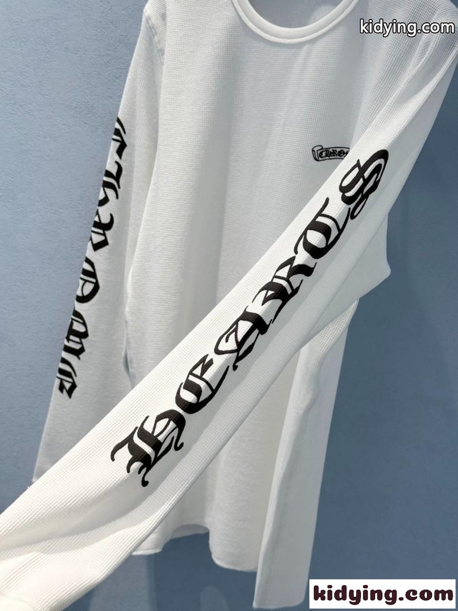クロムハーツ Tシャツ 偽物 人気 カジュアル ロゴ入り 長袖Tシャツ ホワイト-3