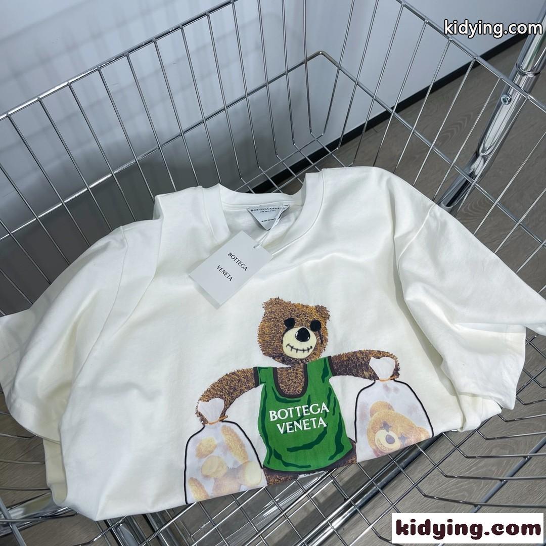 4色あり 可愛い プリント ゆったり 体型カバー ボッテガヴェネタ tシャツ コピー 半袖 レディース カジュアル トップス-2
