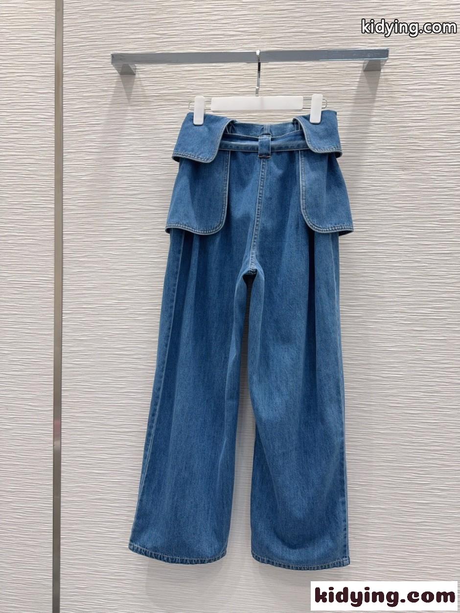 お洒落 合わせやすい ベルテッド デニムパンツ ロエベ ジーンズ コピー-4