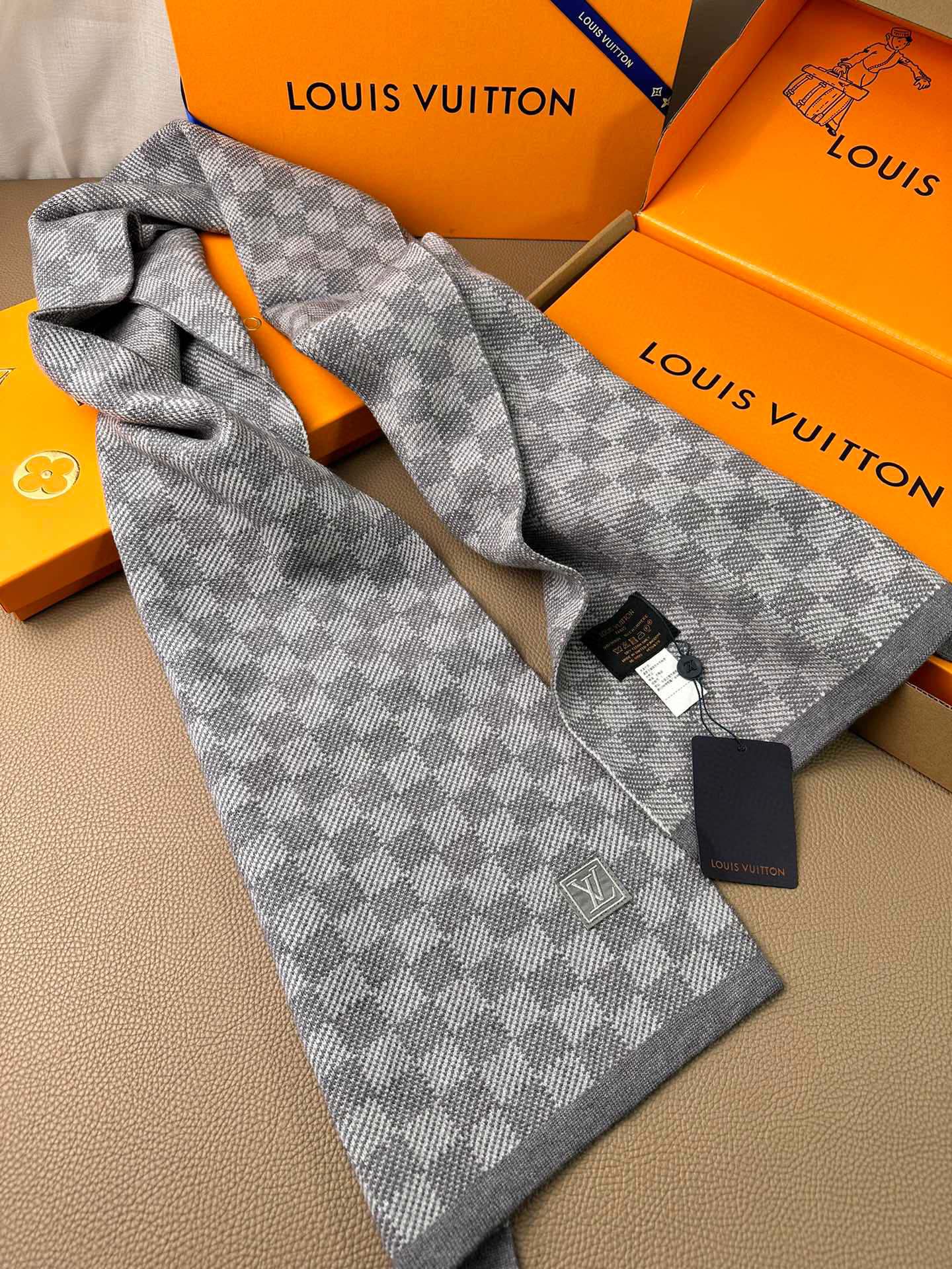 LV エシャルプ・プティ ダミエ マフラー ルイヴィトン スカーフ 偽物 ユニセックス-4
