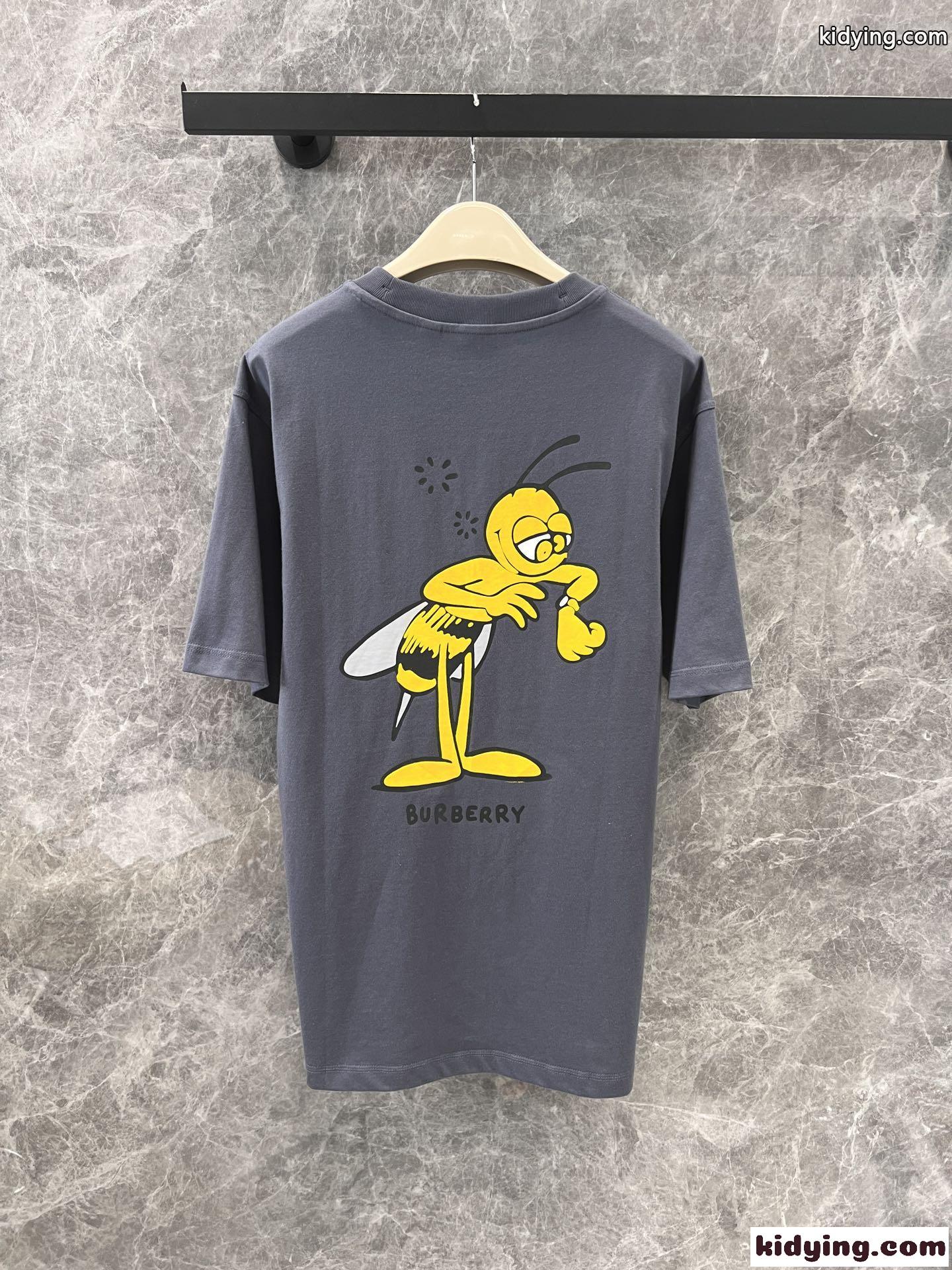 可愛い ユニセック スプリント コットンTシャツ バーバリー 半袖Tシャツ コピー グレー-1