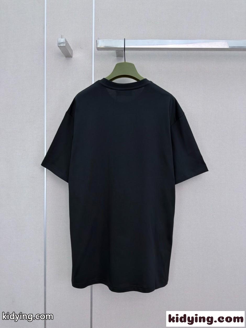 ユニセックス グッチ Tシャツ 偽物 ロゴプリント コットン 半袖Tシャツ ブラック-5