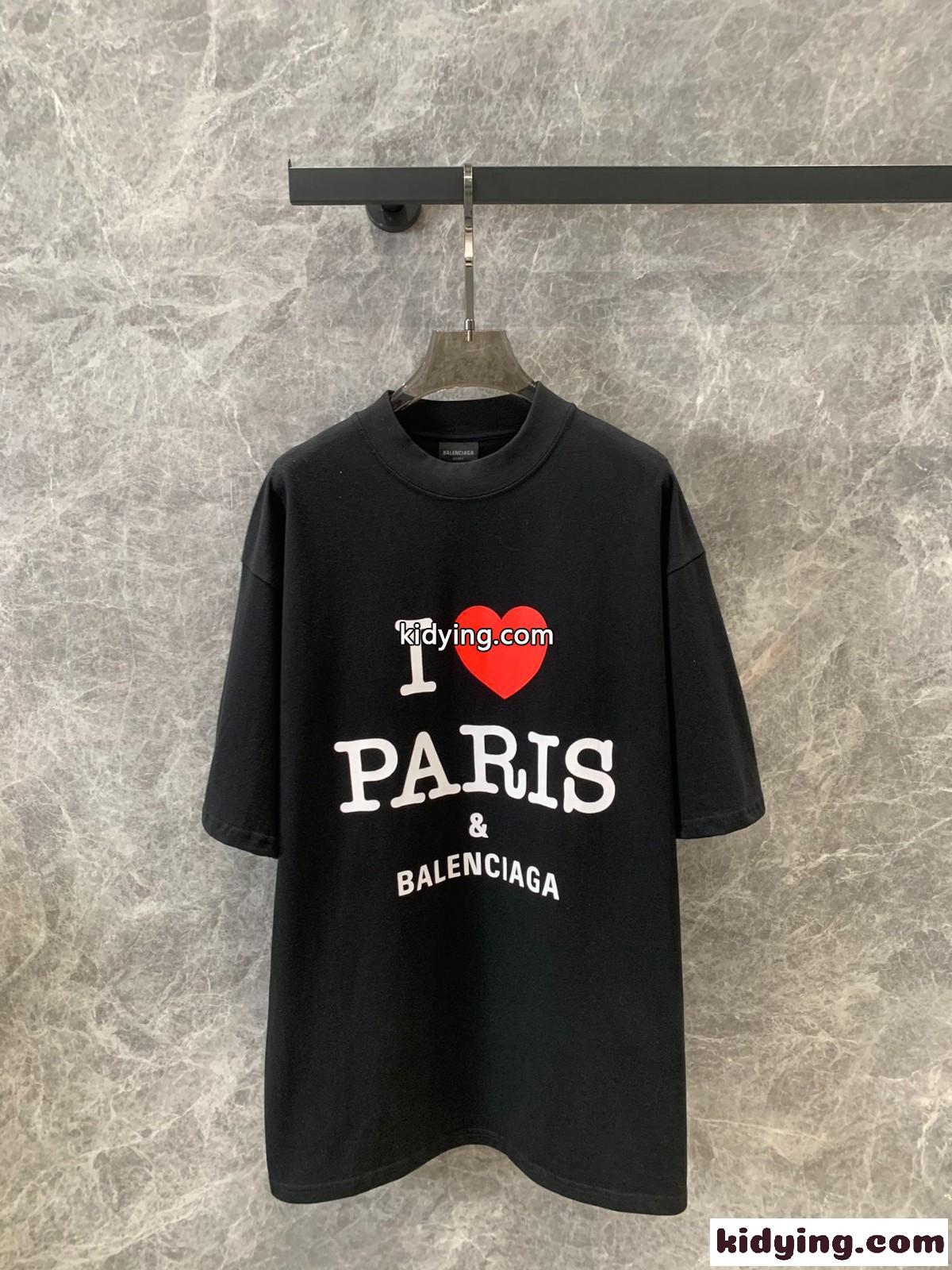 カジュアル プリント オーバーサイズ 半袖Tシャツ バレンシアガ Tシャツ コピー ブラック-0