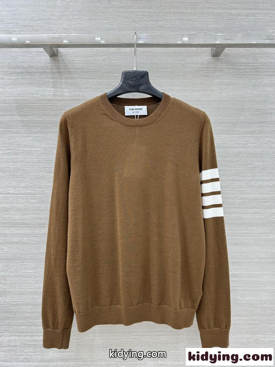 4BAR メリノウール クルーネックニット トムブラウン セーター 偽物 キャメル-2