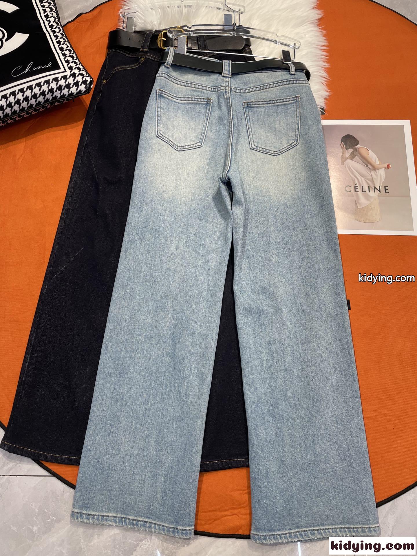 YSL サン ローラン ズボンコピー デニム素材 ジーンズ カジュアルパンツ 筒形 2色可選-1