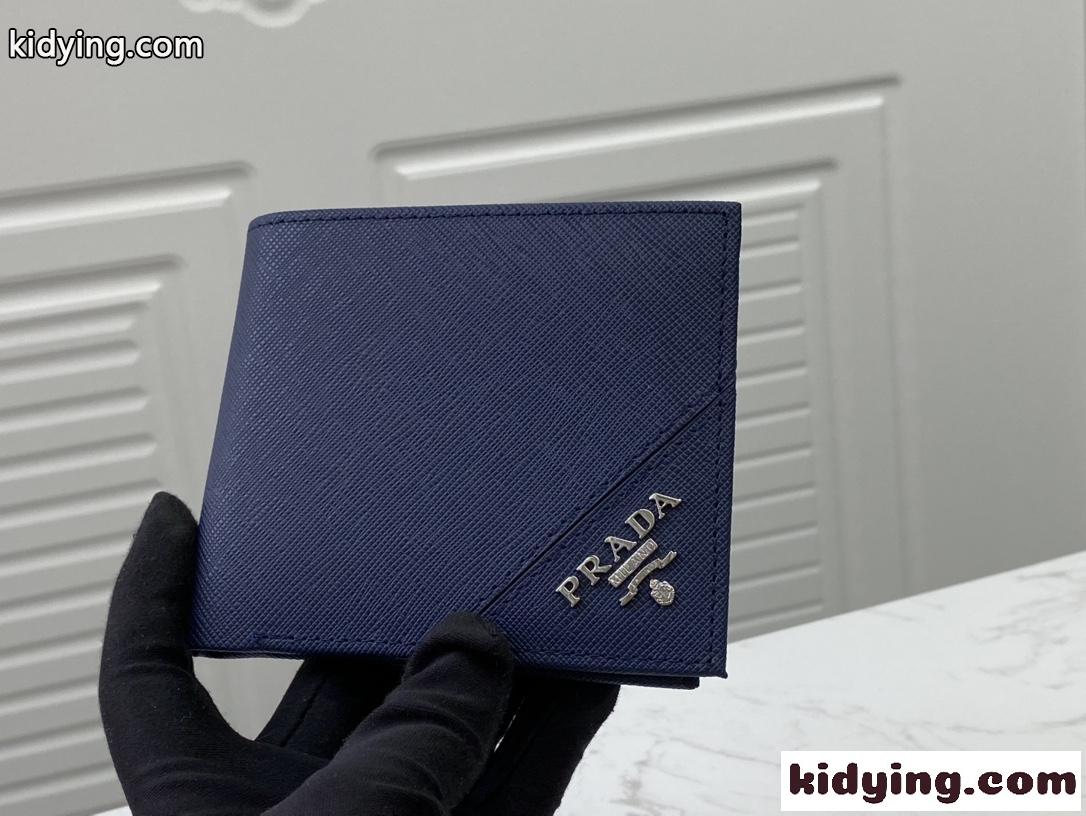メンズ プラダ 財布 コピー 二つ折り財布 カード入れ 薄型 上品 シンプル コンパクト-2