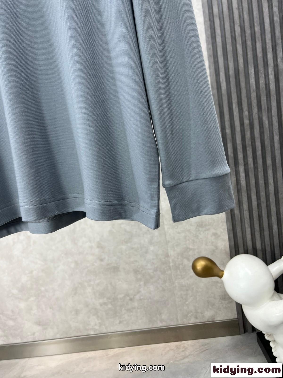 ベーシック 合わせやすい 長袖Tシャツ エルメネジルド・ゼニア Tシャツ コピー グレー-3