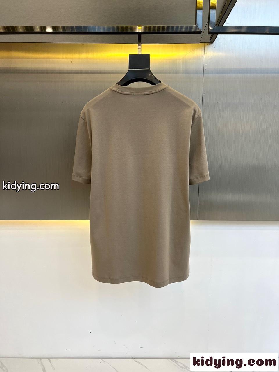 シンプル クルーネック 半袖Tシャツ バーバリー Tシャツ コピー カーキ-5