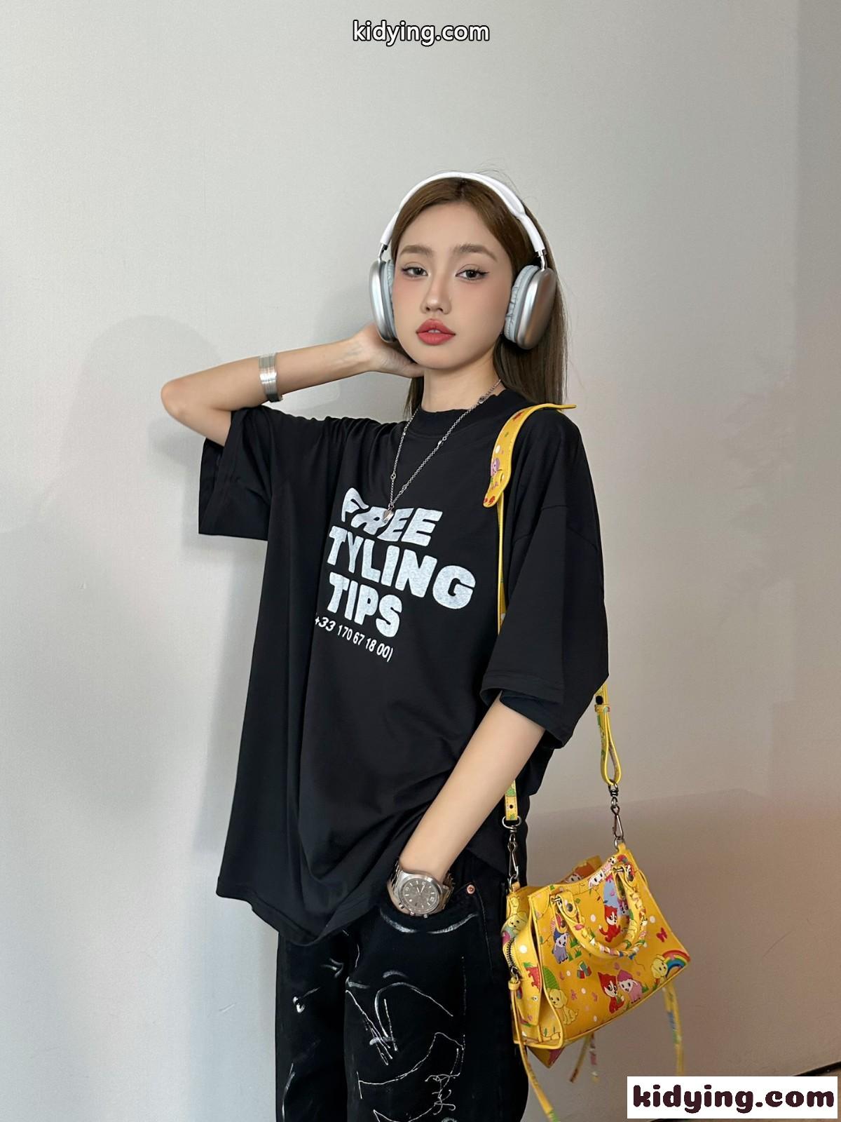 ユニセックス オーバーサイズ STYLING HOTLINE 半袖Tシャツ バレンシアガ Tシャツ コピー-4