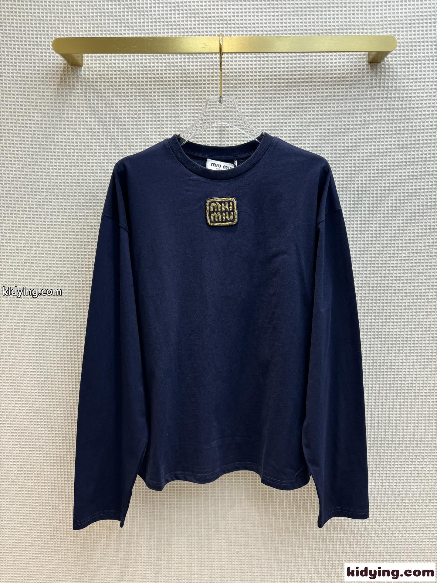 定番 合わせやすい コットン 長袖Tシャツ ミュウミュウ Tシャツ コピー レディース-1
