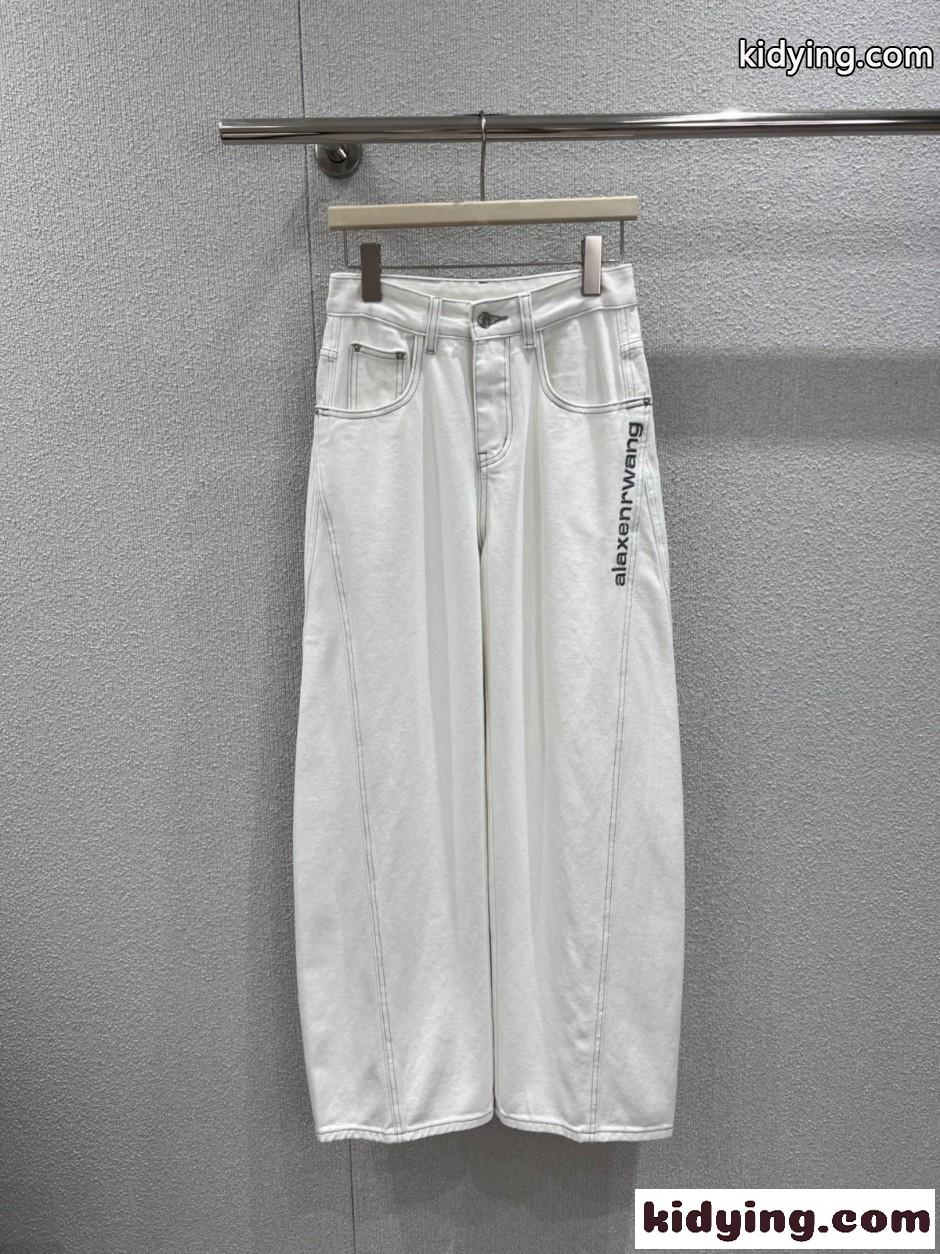 おしゃれ アレキサンダーワング ジーンズ 偽物 バレルレッグ デニムパンツ-2