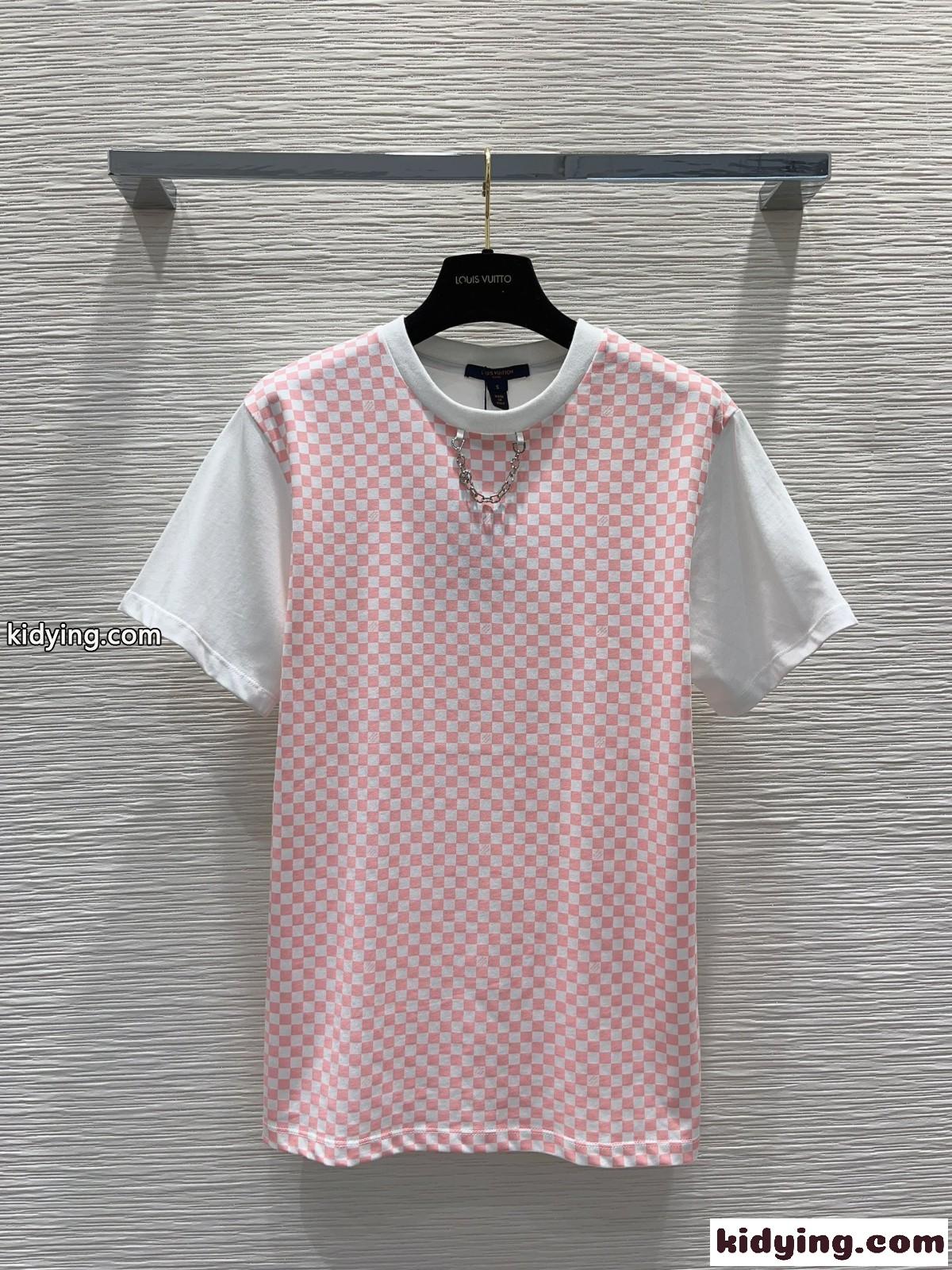 ルイ・ヴィトン Tシャツ 偽物 ダミエフロントTシャツ 半袖 トップス-1
