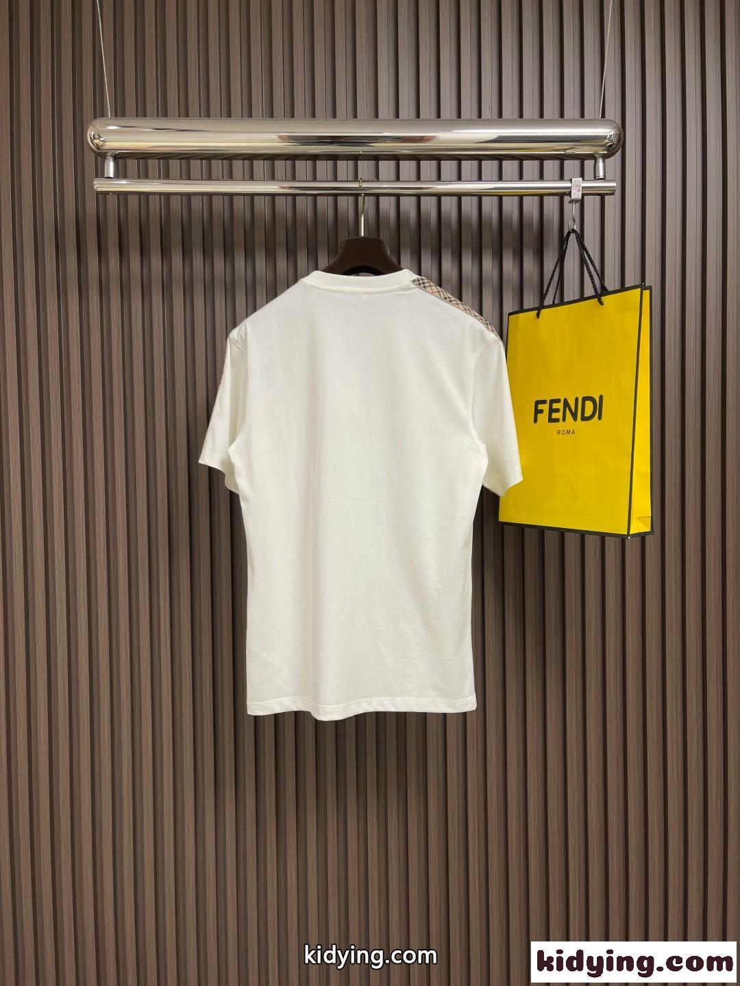 チェックトリム コットンTシャツ バーバリー Tシャツ コピー クルーネック-2