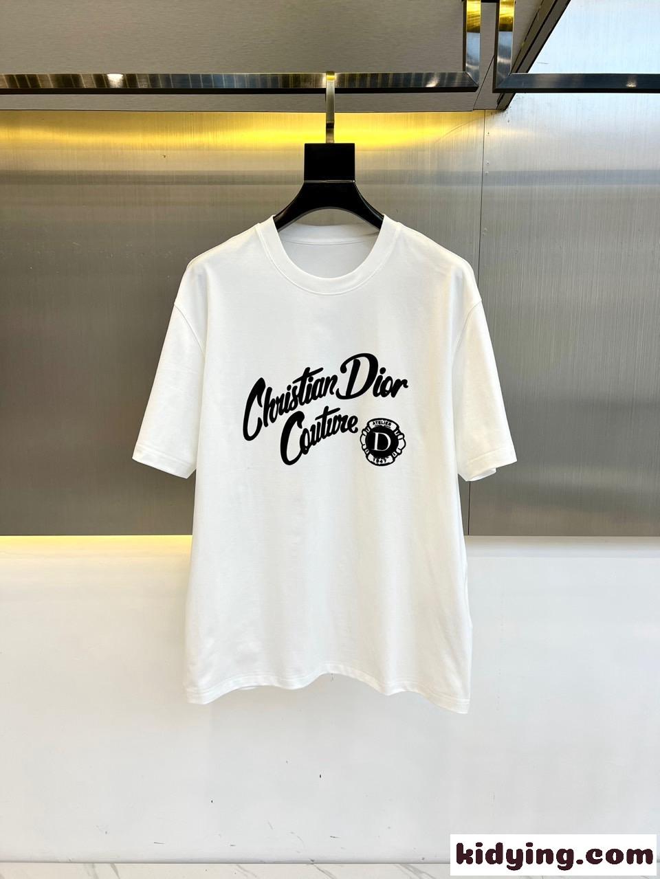 定番 着回し ロゴ入り 半袖Tシャツ クリスチャン・ディオール Tシャツ コピー クルーネック ホワイト-0
