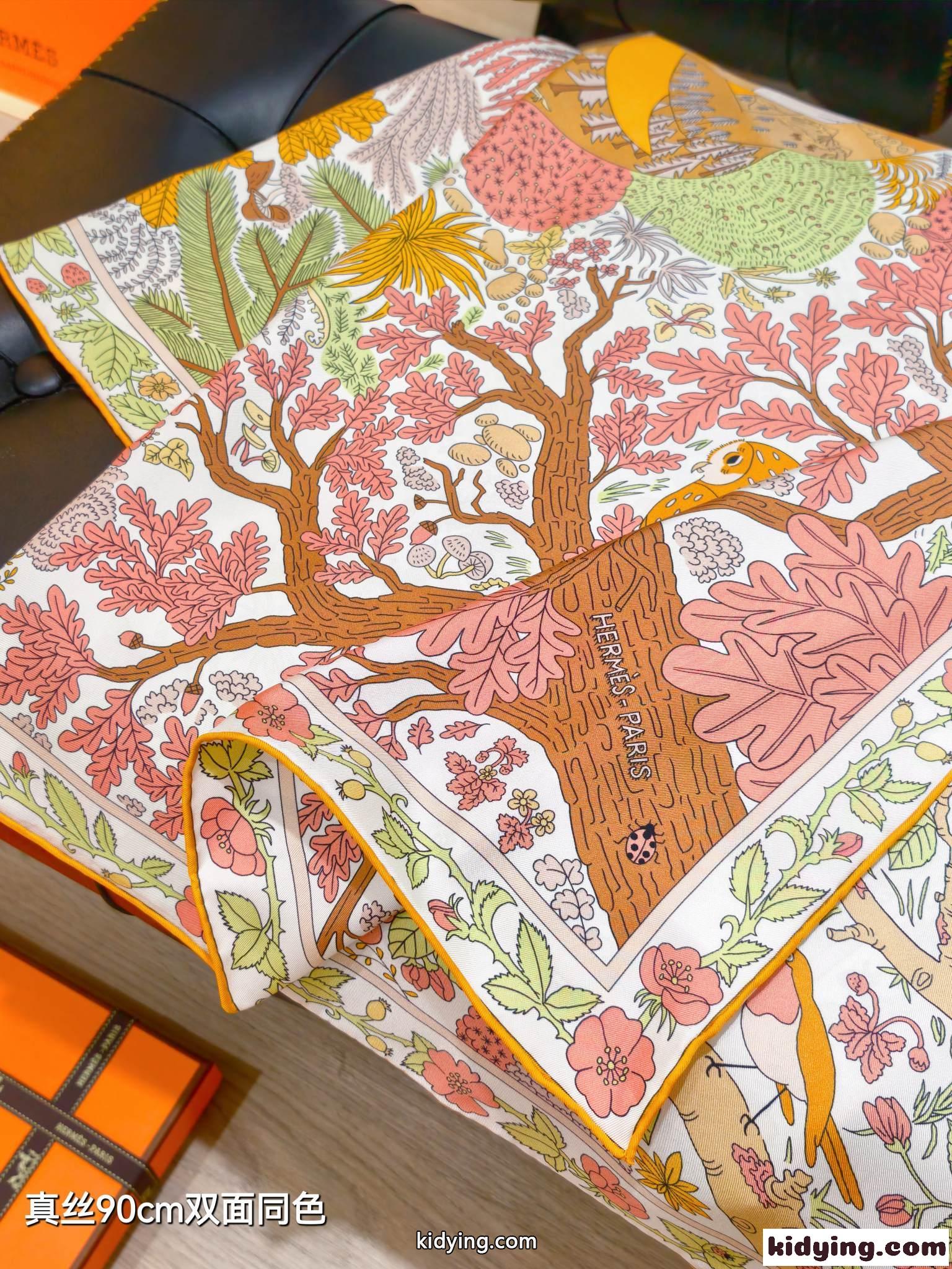 上品 プリント 大判スカーフ エルメス スカーフ コピー シルク 90x90-2