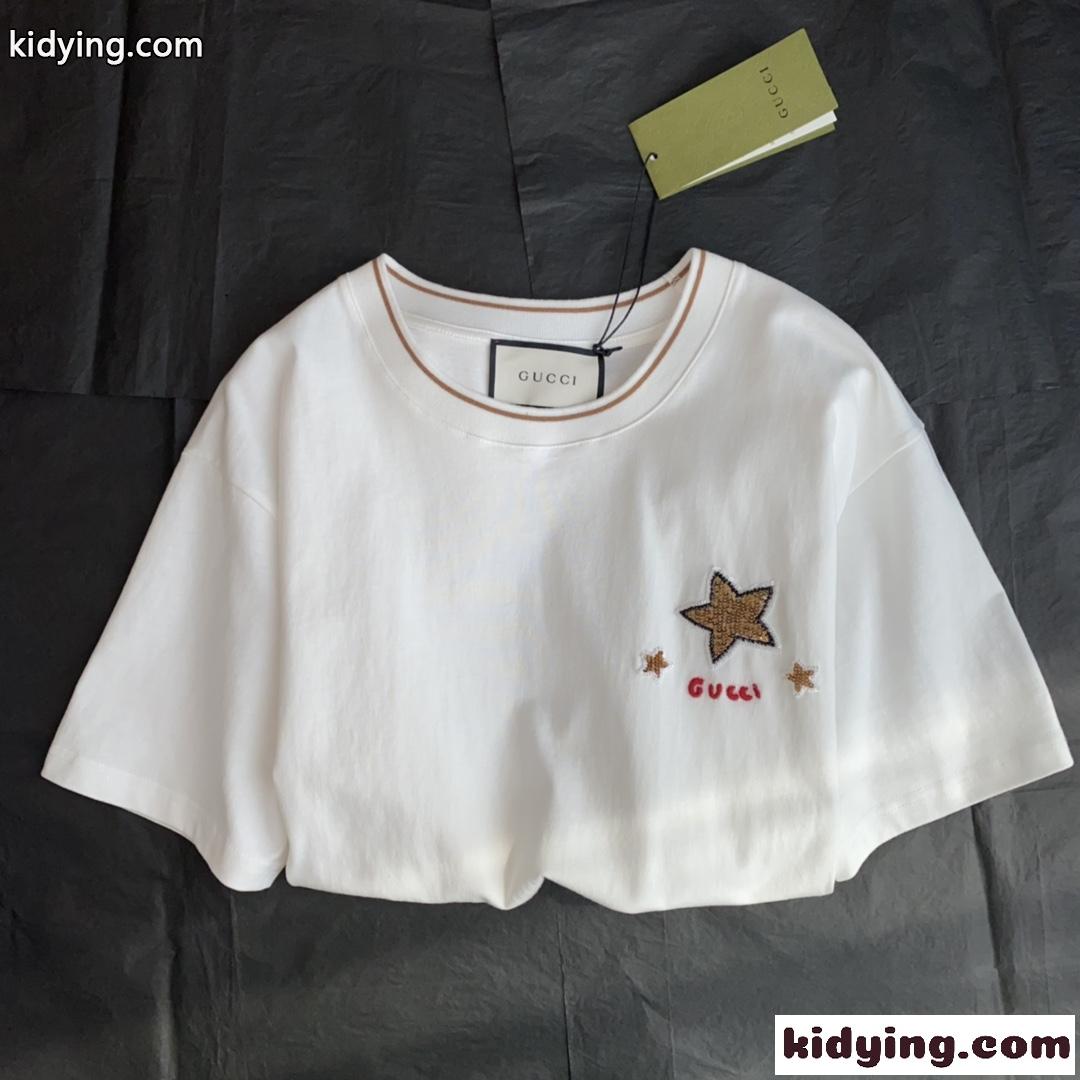 カジュアル ゆったり コットン グッチ 半袖Tシャツ コピー 春夏 新作 クルーネック おしゃれ トップス-0