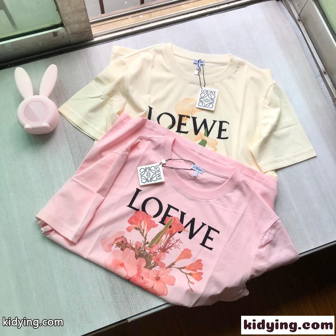 可愛い フェミニン プリント クルーネック ロエベ tシャツ コピー 半袖 春夏 新作 定番 カジュアル おしゃれ トップス-4